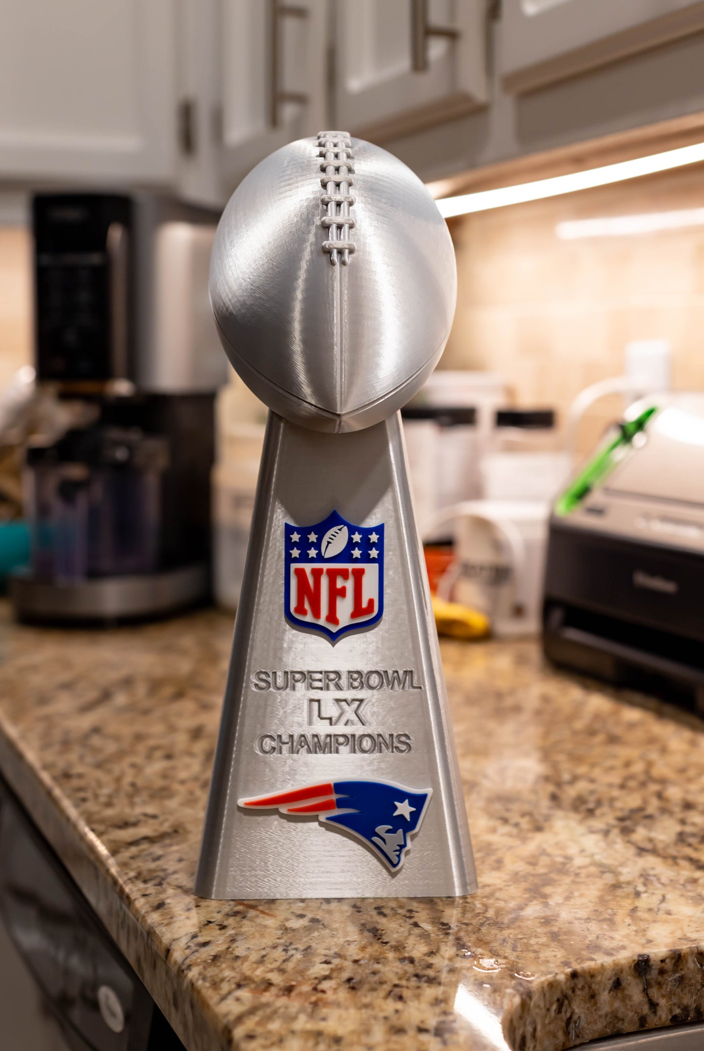New England Patriots Superbowl LX Lombardi Trophy - 3D Printed