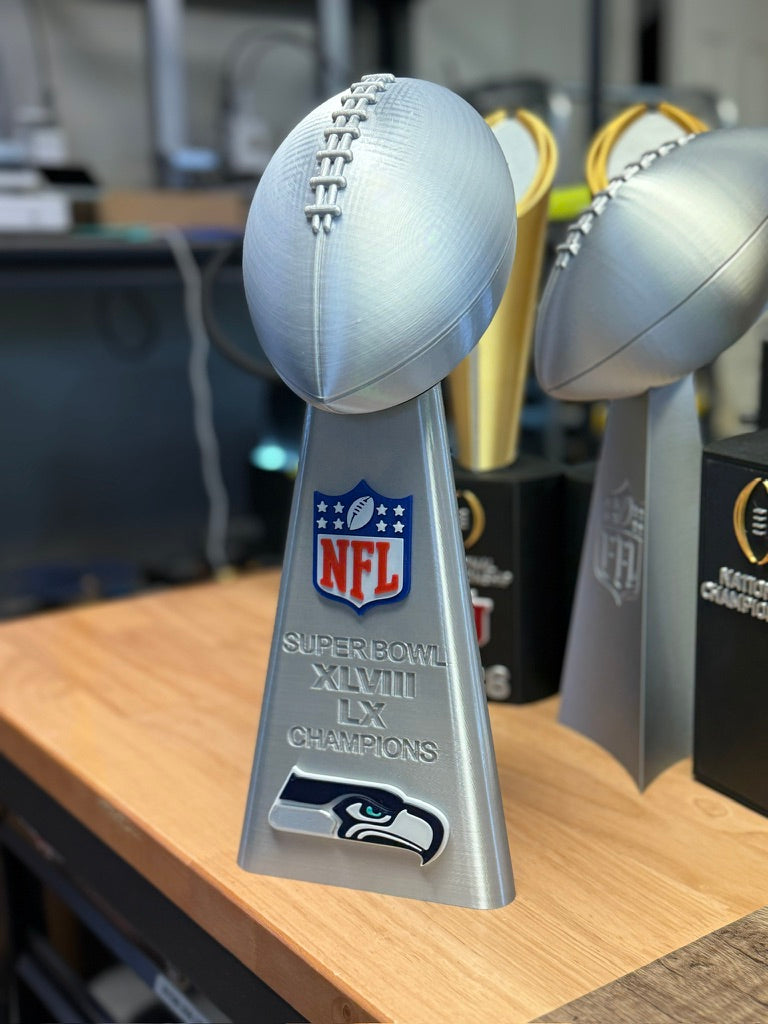 Seattle Seahawks Superbowl XLVIII and LX Combination Lombardi Trophy - 3D Printed