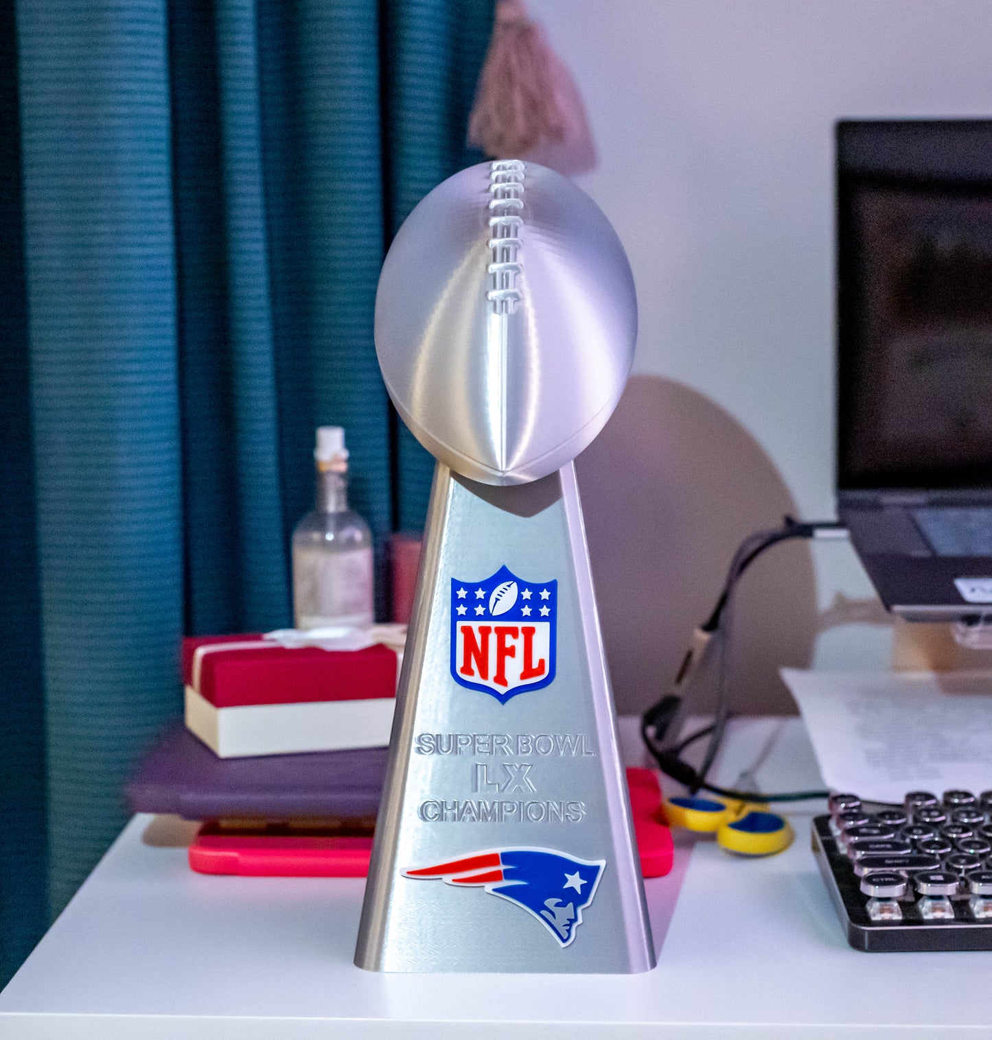 New England Patriots Superbowl LX Lombardi Trophy - 3D Printed