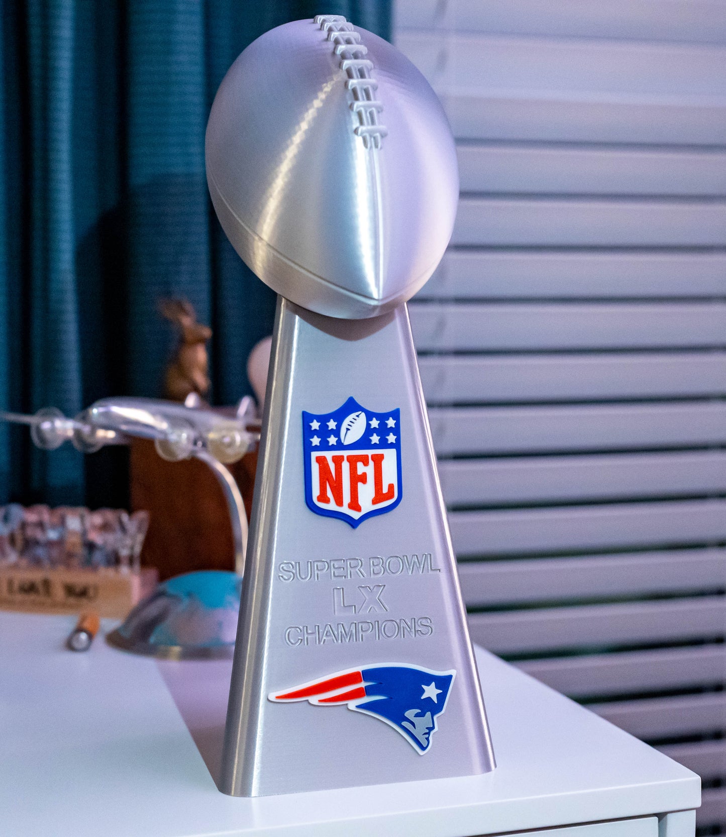 New England Patriots Superbowl LX Lombardi Trophy - 3D Printed