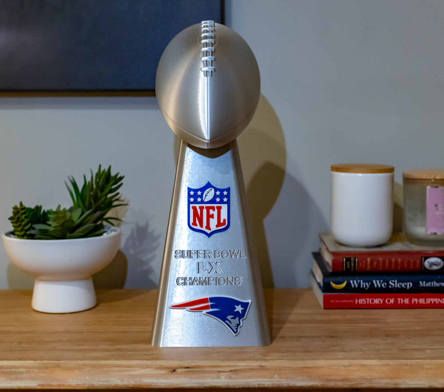 New England Patriots Superbowl LX Lombardi Trophy - 3D Printed