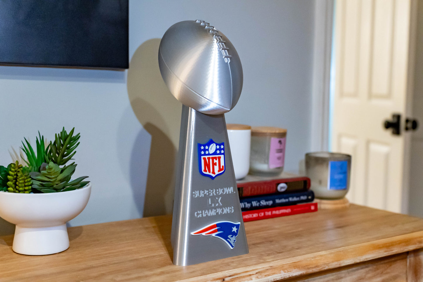 New England Patriots Superbowl LX Lombardi Trophy - 3D Printed