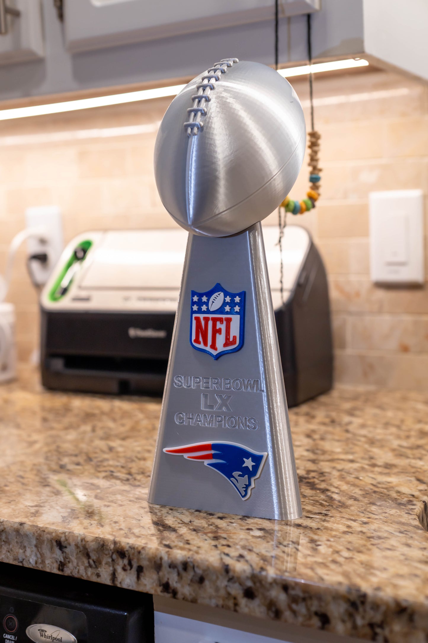 New England Patriots Superbowl LX Lombardi Trophy - 3D Printed
