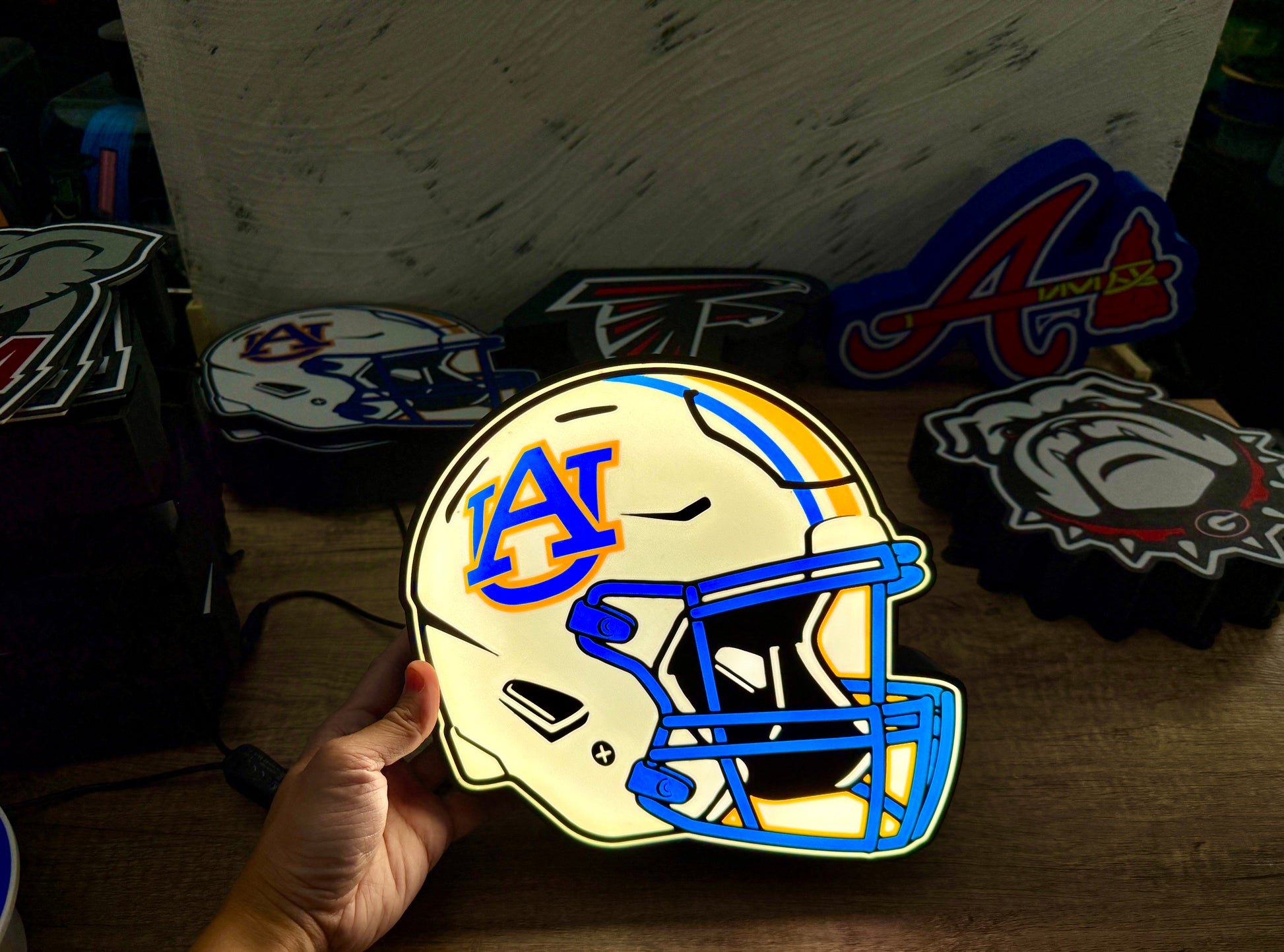 auburn football helmet lamp Auburn Tigers Helmet Lightbox – Tradecraft Scout